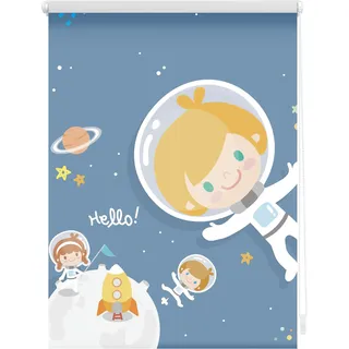 Seitenzugrollo LICHTBLICK ORIGINAL "Klemmfix Motiv Astronaut" Rollos Gr. 150 cm, 100 cm, braun (braun, weiß) Kinder Kinderzimmer-Rollos bedruckt