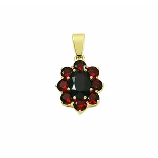 Adelia ́s Kette mit Anhänger Damen 333 Gold Anhänger mit Granat, Schmuckset - Set mit Halskette rot