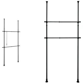 Wenko Teleskop-System Herkules Basic Schwarz matt & Kleiderstange Herkules 2er Set