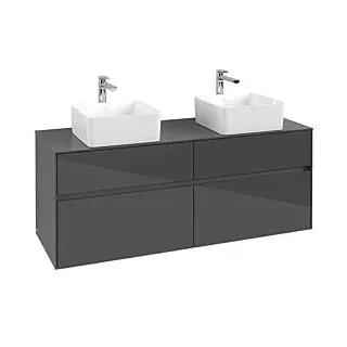 Waschbeckenunterschrank 140 x 55 cm Glossy Grey