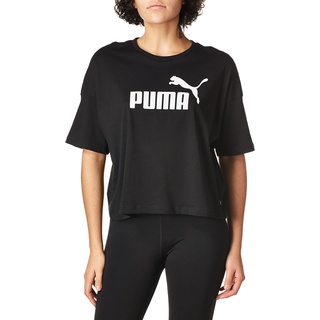Puma Damen ESS Cropped Logo Tee Crop Top, Black, L