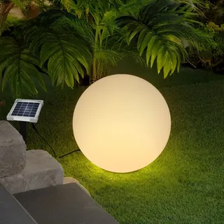 esotec Kugelleuchte Kunststoff 40 cm 9 Leuchtfarben inkl. Akku und Solarmodul weiß