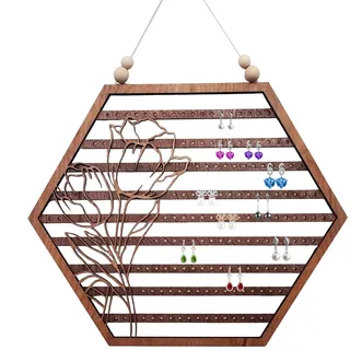 ycezw Schmuck-Wand-Organizer: Holzrahmen, hängende Halterung, künstlerisches Muster, Konstruktion | Ohrring-Display verwendet bei der Aufbewahrung persönlicher Accessoires an Wänden, Schminktisch