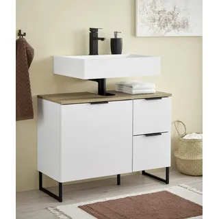 moebel-dich-auf Badezimmer Waschtisch 80 cm Badmöbel Aspen Weiß matt