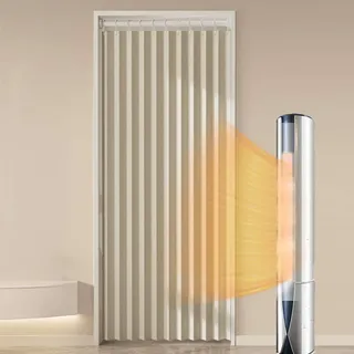 Momooda Türvorhang Blickdicht Magnetische Vorhänge, Raumteiler Faltvorhang für unsichtbare Türen, Thermo Türvorhang Kälteschutz, zum schieben, Wärmeisolierend, 280g/m2, 1 Stück, Beige, 100x180cm