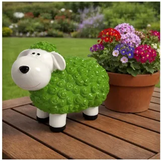 Online-Fuchs Gartenfigur für draußen - lustiges Schaf, grün - Deko Figuren - 20 cm groß, (wetterfest, süßes Lächeln für Ihre Gäste), bunte Dekoration im Garten für Frühling, Sommer und Herbst grün