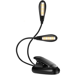 Wakects Klemmleuchte Buchlampe USB Leselampe Buchlampe mit 14 LEDs, 3 Farbtemperatur, 3 Helligkeit Doppelkopf Clip Leselampe können für Bett Schreibtisch Buch Notenständer