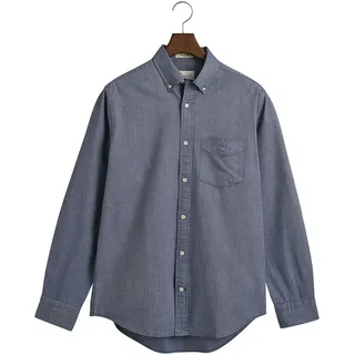 Businesshemd GANT "Regular Fit Oxford Hemd strukturiert langlebig dicker" Gr. L, N-Gr, blau (persian blue) Herren Hemden Langarm Oxford Hemd Regular Fit