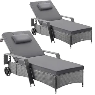CASARIA Sonnenliege 90 x 200 x 30 cm Grau