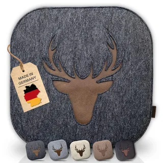 kontor28® - Sitzkissen Filz handgefertigt Made IN Germany | Sitzkissen Stuhl 37,5x37,5 cm aus rPET-Filz extra weiche und robuste Polsterung | Sitzauflage Stuhl für In- und Outdoor | anthrazit 1er-Set