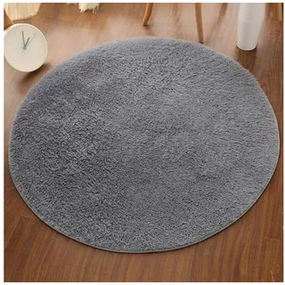 LuxusKollektion Hochflor-Teppich Shaggy Teppich Rund Grau 130cm, rund, Höhe: 25 mm grau Ø 130 cm x 130 cm x 130 cm x 25 mm