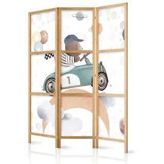 Muralo Japanischer PARAVENT 3-teilig Raumteiler klappbar PREMIUM-Vliesleinwand WELTRAUMRENNEN für Kinderzimmer 135cmx172cm - Weiß/Grau/Beige/Blau/Violett/Braun/Schwarz/Grün