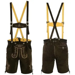 German Wear Trachtenlederhose GW720 kurze trachtenhose Toni Trachten Lederhose mit Hosenträgern braun 54/XL