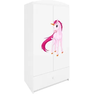 Raumhirsch Furniture Kinderkleiderschrank mit liebevollen Motiven - Kleiderschrank für Kinder (Kinderzimmerschrank für Mädchen, Mit Ablagefächern & Kleiderstange) hochwertige Verarbeitung, sanfte Farben, verschiedene Designs weiß