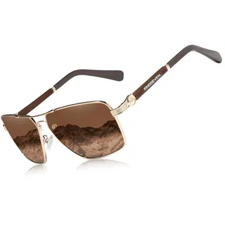 KINGSEVEN Sonnenbrillen Polarisierte Beschichtung Linse 2023 Auto Reset Framework Fahrbrillen für Männer/Frauen Oculos (Gold Braun) - 60