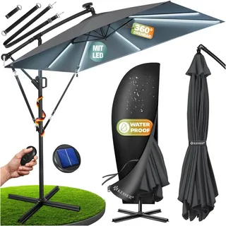 Kesser Ampelschirm Holly rechteckig Ø 350 cm mit LED Grau
