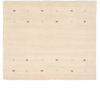 carpetfine Wollteppich Gabbeh Uni Quadratisch Weiß 150x150 cm | Moderner Teppich für Wohn- und Schlafzimmer