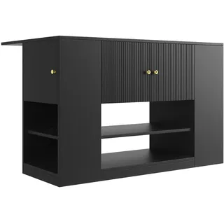 Urban Meuble Kücheninsel, Schwarz, Holzwerkstoff, Rechteckig, 40x90x140 cm, Küchen, Küchenmöbel, Kücheninseln