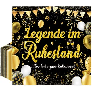 Afritee 40 Stück Servietten Ruhestand Deko, Servietten Rente Legende Im Ruhestand Schwarz Gold, Alles Gute Zum Ruhestand Tischdeko Papierservietten Pensionierung Party Dekoration 33 X 33cm