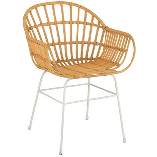 Stuhl Keni Rattan und Metallgestell mit Beinen in Natur/Weiß - Stilvolle Sitzgelegenheit für ein modernes Ambiente