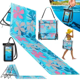 KESSER® Klappbare Strandmatte mit Verstellbarer Rückenlehne – Faltbare Strandliege mit Tragegurt, wasserdichter Tasche & Aufbewahrung – Sonnenliege für Strand, Garten & Terrasse 130 kg belastbar
