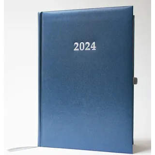 2024 ADINA Buchkalender Chefplaner A5 blau-metallic 1 Tag 1 Seite