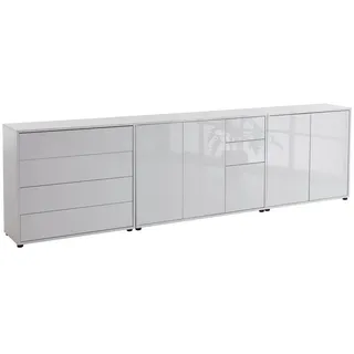 MID.YOU Sideboard Mailand Set 7 Weiß/Weiß Hochglanz