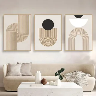 Martin Kench 3er Boho Poster Set, Abstrakt Kunstposter Wandbilder, Ohne Rahmen Boho Leinwandbilder, Modern Wanddeko Bilder Set für Wohnzimmer Schlafzimmer (A,40x50cm)