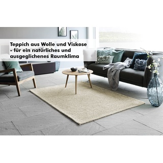 Teppich BARBARA BECKER "Brave" Teppiche Gr. B/L: 160 cm x 230 cm, 12 mm, 1 St., beige (creme) Schurwollteppiche