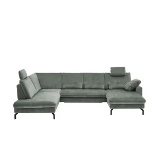 meinSofa Wohnlandschaft aus Mikrofaser Grace ¦ türkis/petrol ¦ Maße (cm): B: 332 H: 89 T: 220.0