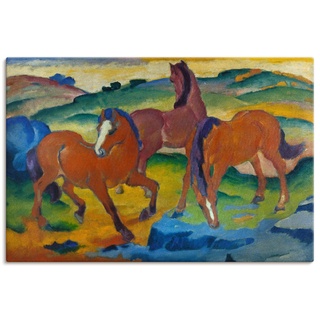 ARTland Leinwandbilder Wandbild Bild auf Leinwand 120x80 cm Wanddeko Landschaften Weide Tiere Die roten Pferde 1911 Expressionismus Franz Marc R0LW