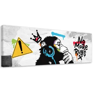 Feeby Leinwandbild, Grau, Textil, Streetart/Graffiti, Rechteckig, 150x50 cm, Bilder und Zubehör, Wandbilder, Leinwandbilder