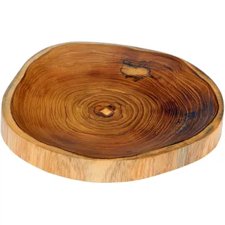 Wogeka Rustikaler 23 cm Holz Brot Teller Schale Teakholz Deko Handarbeit Bali Teak 04