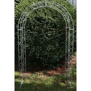 Hirsch Terracotta Rosenbogen Breite 140 cm RUND FEUERVERZINKT Massiv, 12 mm Vollmaterial FEUERVERZINKT, BxHxT 140x245x40 cm, Massiv Doppeltverschraubt silberfarben