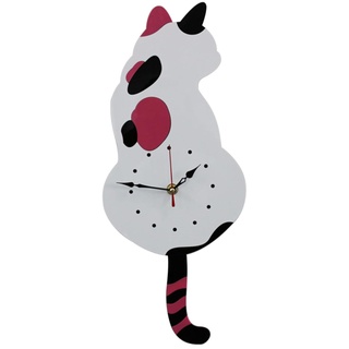 Garneck Katzen-Uhr Kinderzimmer-Dekoration Heimdekoration Weiße Rahmenlose Uhr Moderne Wanduhr Geräuschlose Wanduhr Die Mit Dem Schwanz Wedelt Dekoriert Die Stumme Uhr Für Das Wohnzimmer