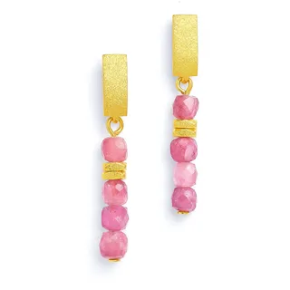 Bernd Wolf Ohrringe Fabella Designlinie Cubes, Turmalin pink, 24-Karat-goldplattiert