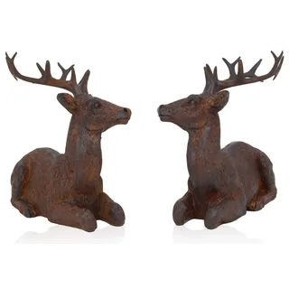 B2S BACK2SEASON Rentier Paar Nilan liegend Braun edel Dekoration Weihnachtsdeko Hirsch Kunststein 2er Set