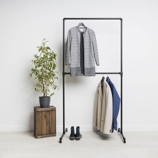 Kleidereisen industrial Garderobe freistehend - begehbarer Kleiderschrank für das Schlafzimmer - Garderobenständer schwarz für den Flur oder das Ankleidezimmer