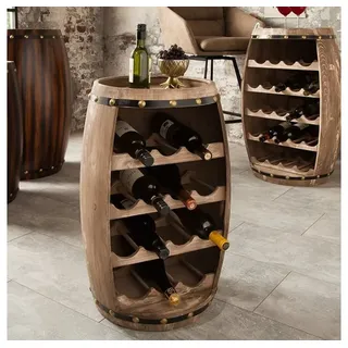 LebensWohnArt Weinregal Originelles Flaschenregal BOTELLA 60cm natur Weinfass Pienienholz