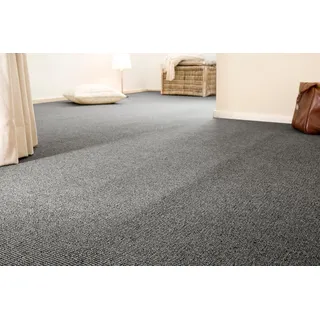 andiamo Teppichboden Brian für Wohnzimmer und Schlafzimmer – Meterware Schlingen-Bodenbelag - 400 x 200 cm, Dunkelgrau