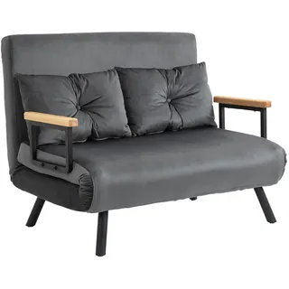 HOMCOM Dunkelgrau Schlafsofa mit Bettkasten 102x73x81 cm Samtoptik