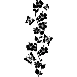 Samunshi® Blumenranke Wandtattoo lang 30 x 80cm schwarz