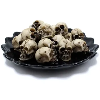 20 Stück Mini Totenkopf Model Schädel Kopfskulpturen Halloween Skelett Harz Schädel Mini Schädel Figure Blumentopf Totenkopf Dekoration für Horror Party Outdoor Haus Garten Landschaft Dekoration