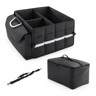 Relaxdays Kofferraum Organizer mit Kühlfach Schwarz,Silber