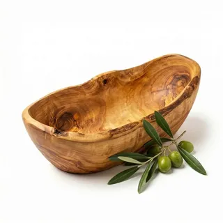 OLIQUE Obstschale Obstschale aus Olivenholz mit Rustikalem Rand – Handgefertigt, Olivenholz, (1-tlg) braun 34 cm