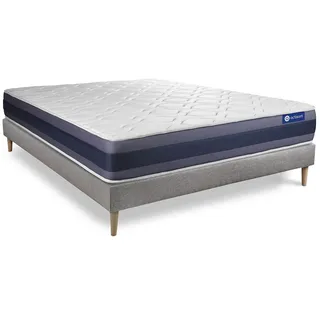 BETT Actiflex morpho Taschenfederkern und Memory-Schaum 180 x 220 cm h1 - Kit Bettgestell Grau