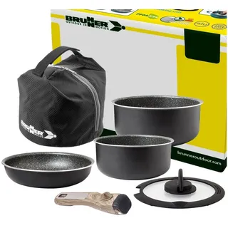 BRUNNER Topf-Set BRUNNER Camping Topfset PIRATE Vacublock Leicht, Stapelbar, Alu, (5-tlg) Ø 24 cm