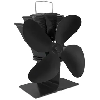 FIVMEN Kaminventilator Kaminlüfter Kaminventilator Ofenventilator Lüfter mit 4 Blättern, Wärmebetriebener für Holzofen, Kamin, Schwarz schwarz
