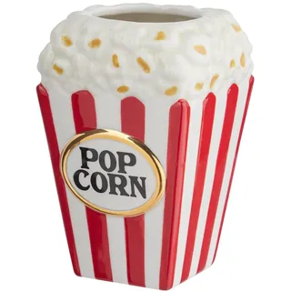 BUTLERS Blumenvase ø8 x H13 cm Dolomit - Popcorn - | Farbe Rot - Dekovase für Wohnzimmer & Flur - Tischvase zur Tischpräsentation - außergewöhnliche Struktur