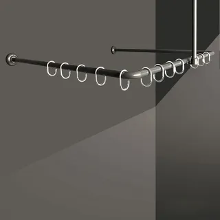 Winkelstange Duschvorhang Stange Anthrazit Weiß Silber Schwarz Bad Stange Winkel, U und L-Form inkl.Deckenhalterung (U-Form 90x90x90cm, Anthrazit)